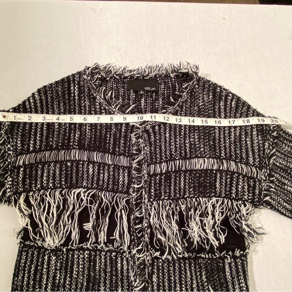Fate By LFD Boho Fringe Black/White Open Cardigan, Size S - Picture 9 of 12